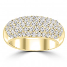 1.44 ct Ladies Five Row Round Cut Diamond Anniversary Ring in Yellow Gold